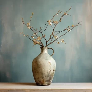 very large farmhouse style vase with branches