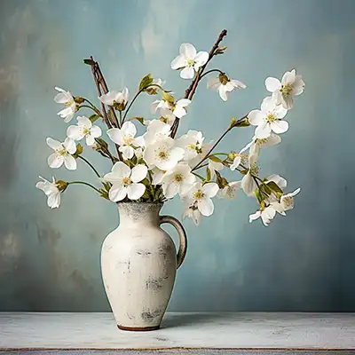 spring bouquet in simple white vase